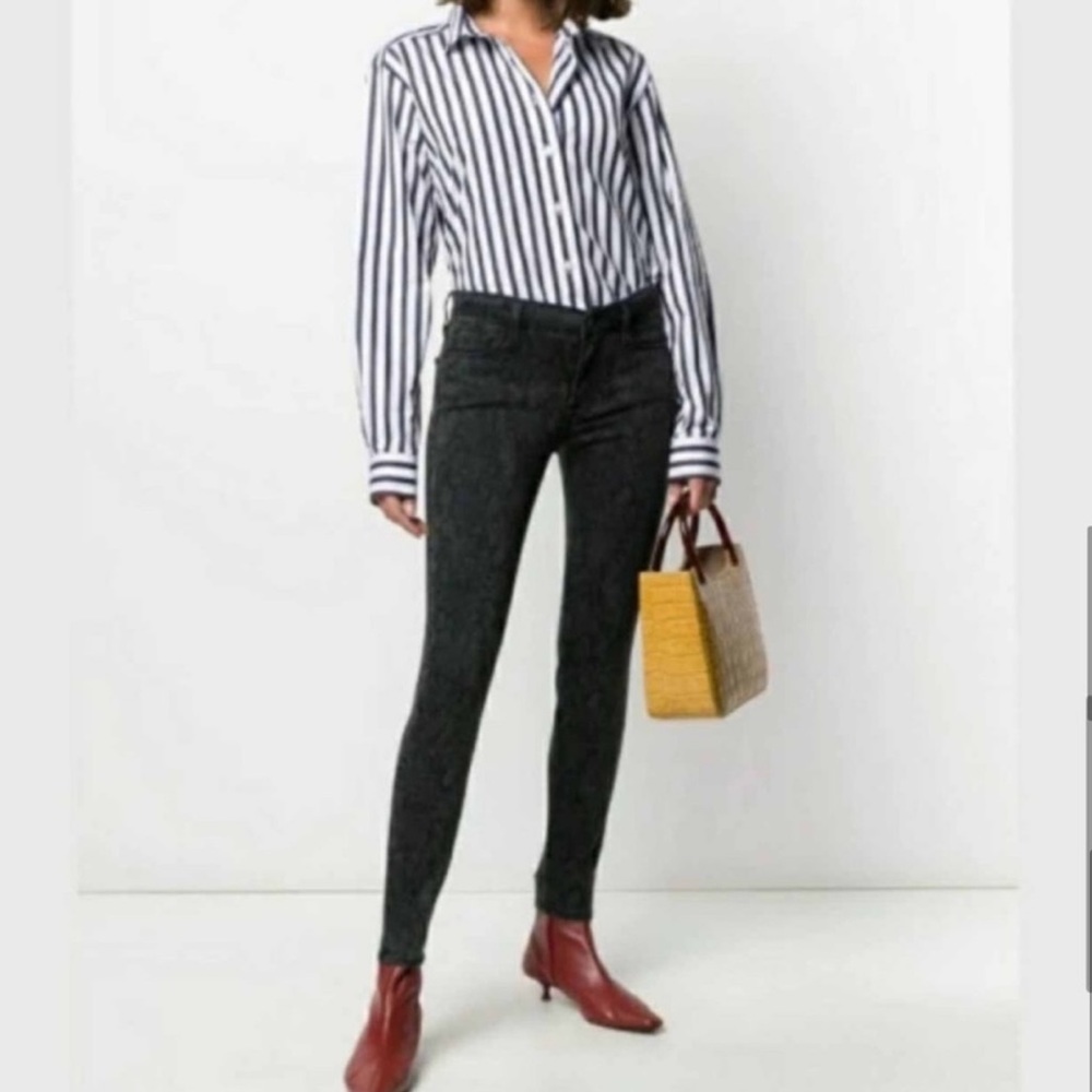 New Woman’s FRAME Le Skinny De Jeanne Python Black & Silver Skinny Jeans - Picture 3 of 16